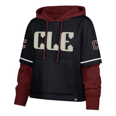 Cleveland Guardians Women's City Connect Shortstop Cropped Pullover Hoodie Navy | 47 brand