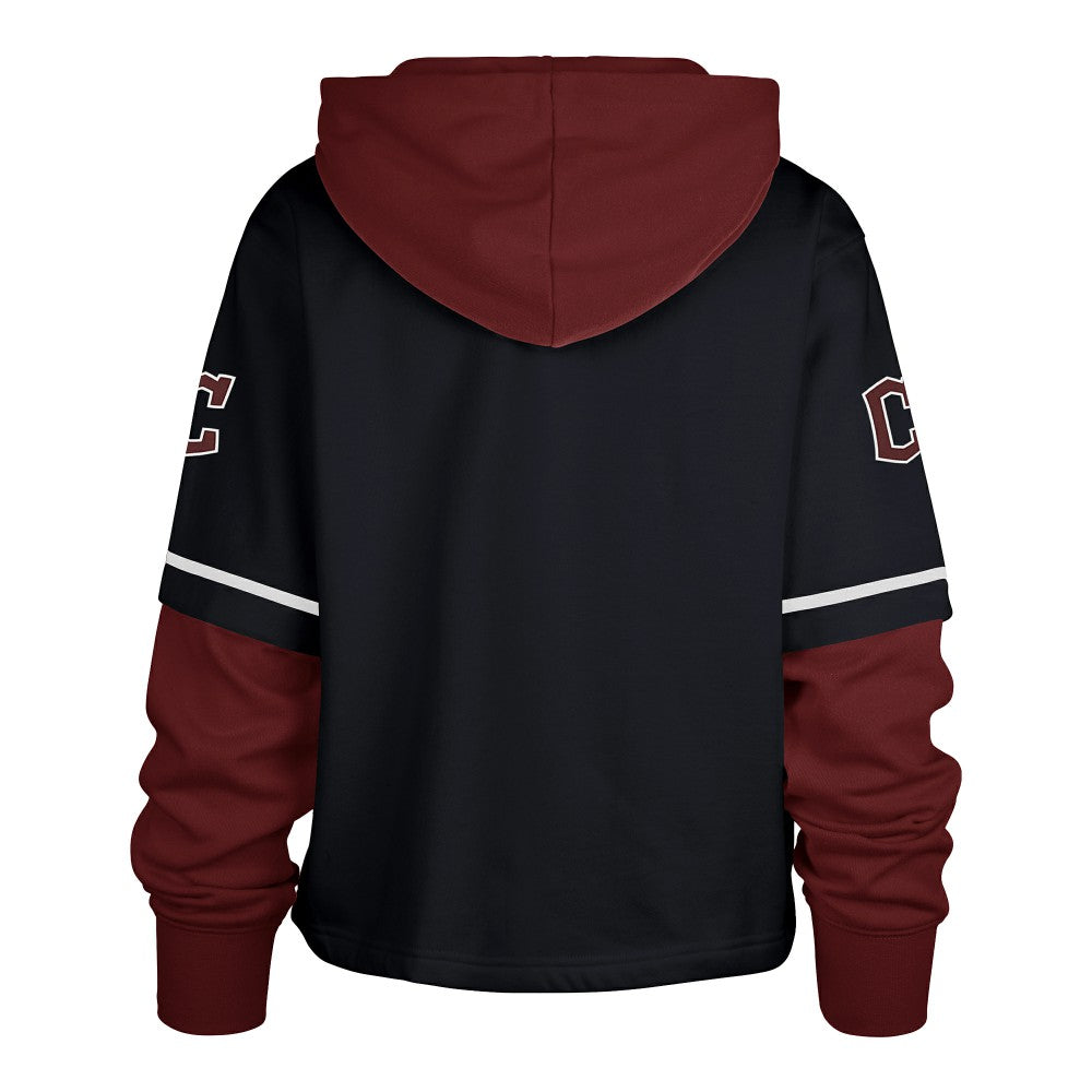 Cleveland Guardians Women's City Connect Shortstop Cropped Pullover Hoodie Navy | 47 brand