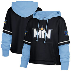 Minnesota Twins Women's City Connect Shortstop Cropped Pullover Hoodie Navy | 47 brand