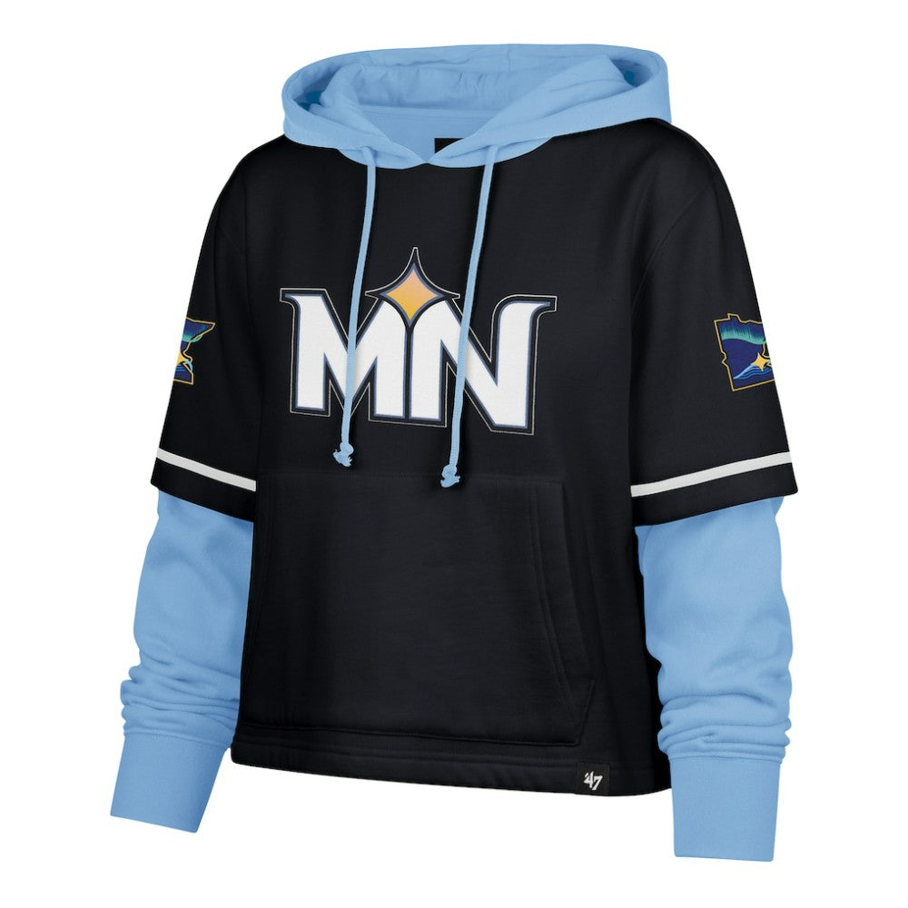 Minnesota Twins Women's City Connect Shortstop Cropped Pullover Hoodie Navy | 47 brand