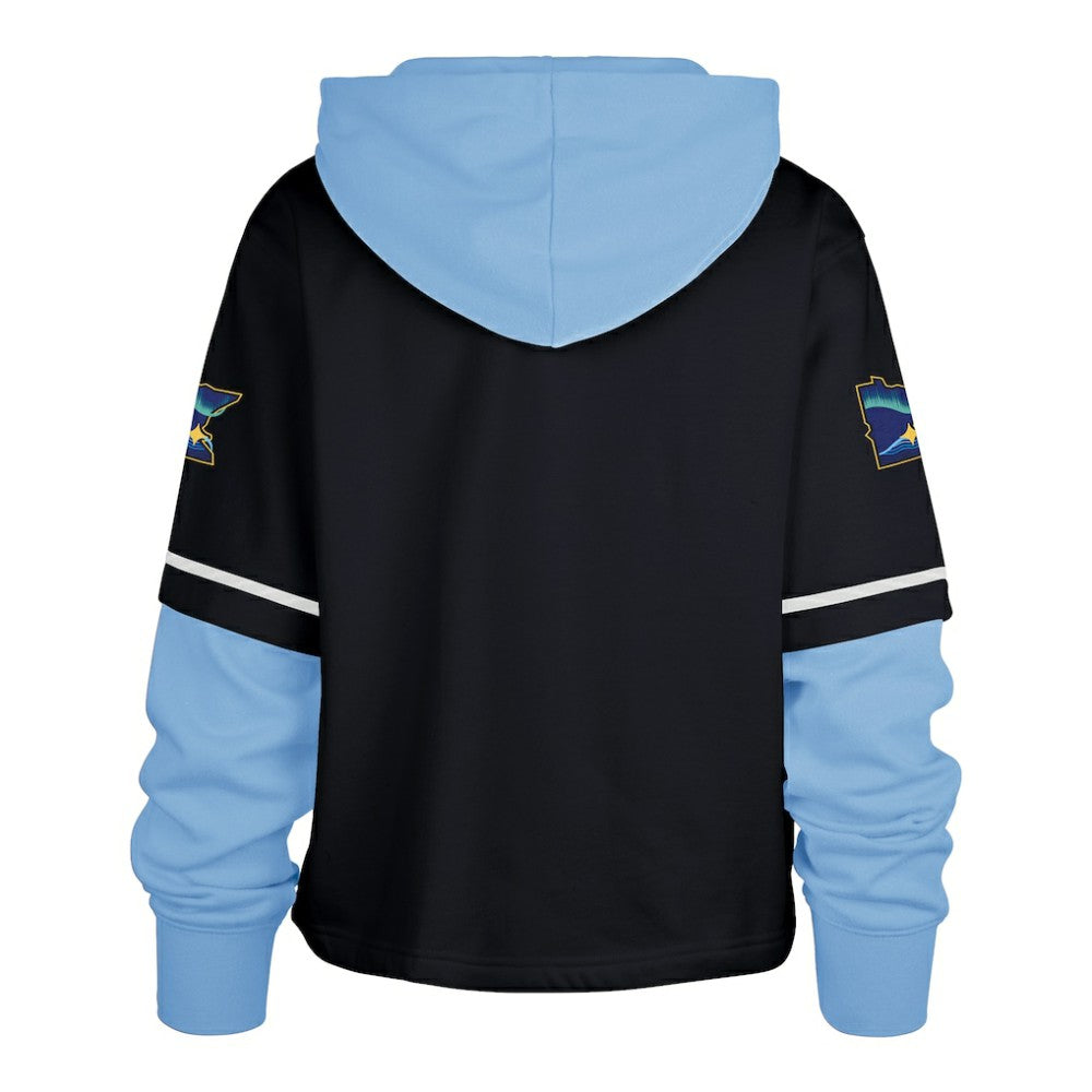 Minnesota Twins Women's City Connect Shortstop Cropped Pullover Hoodie Navy | 47 brand