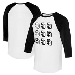 San Diego Padres Tiny Turnip Women's Logo Grid 3/4 Sleeve Raglan T-Shirt White/Black