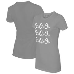 Baltimore Orioles Tiny Turnip Women's Logo Grid  T-Shirt Gray