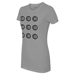 Chicago Cubs Tiny Turnip Women's Logo Grid  T-Shirt Gray