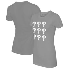 Philadelphia Phillies Tiny Turnip Women's Logo Grid  T-Shirt Gray