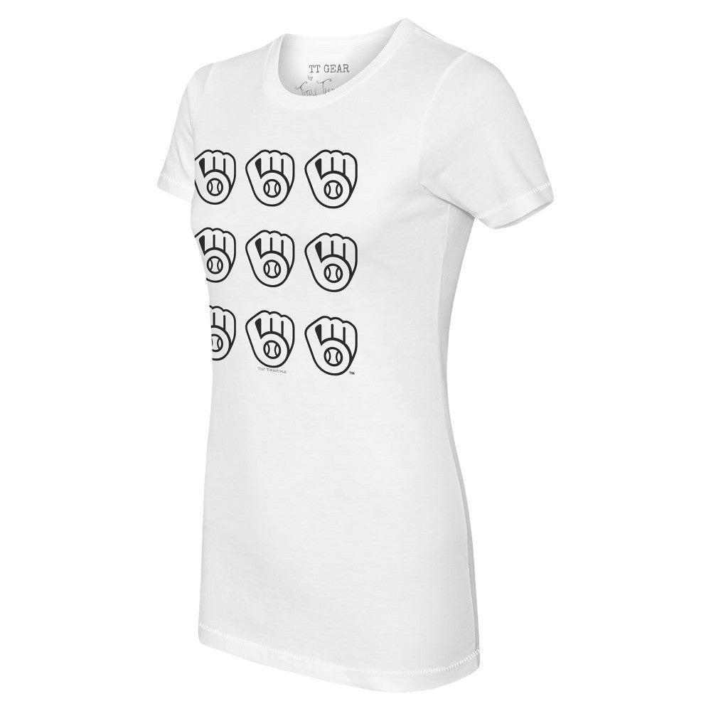Milwaukee Brewers Tiny Turnip Women's Logo Grid T-Shirt White