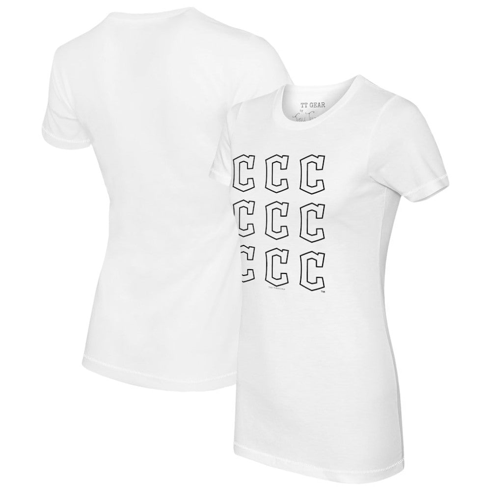 Cleveland Guardians Tiny Turnip Women's Logo Grid T-Shirt White