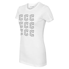 Cleveland Guardians Tiny Turnip Women's Logo Grid T-Shirt White