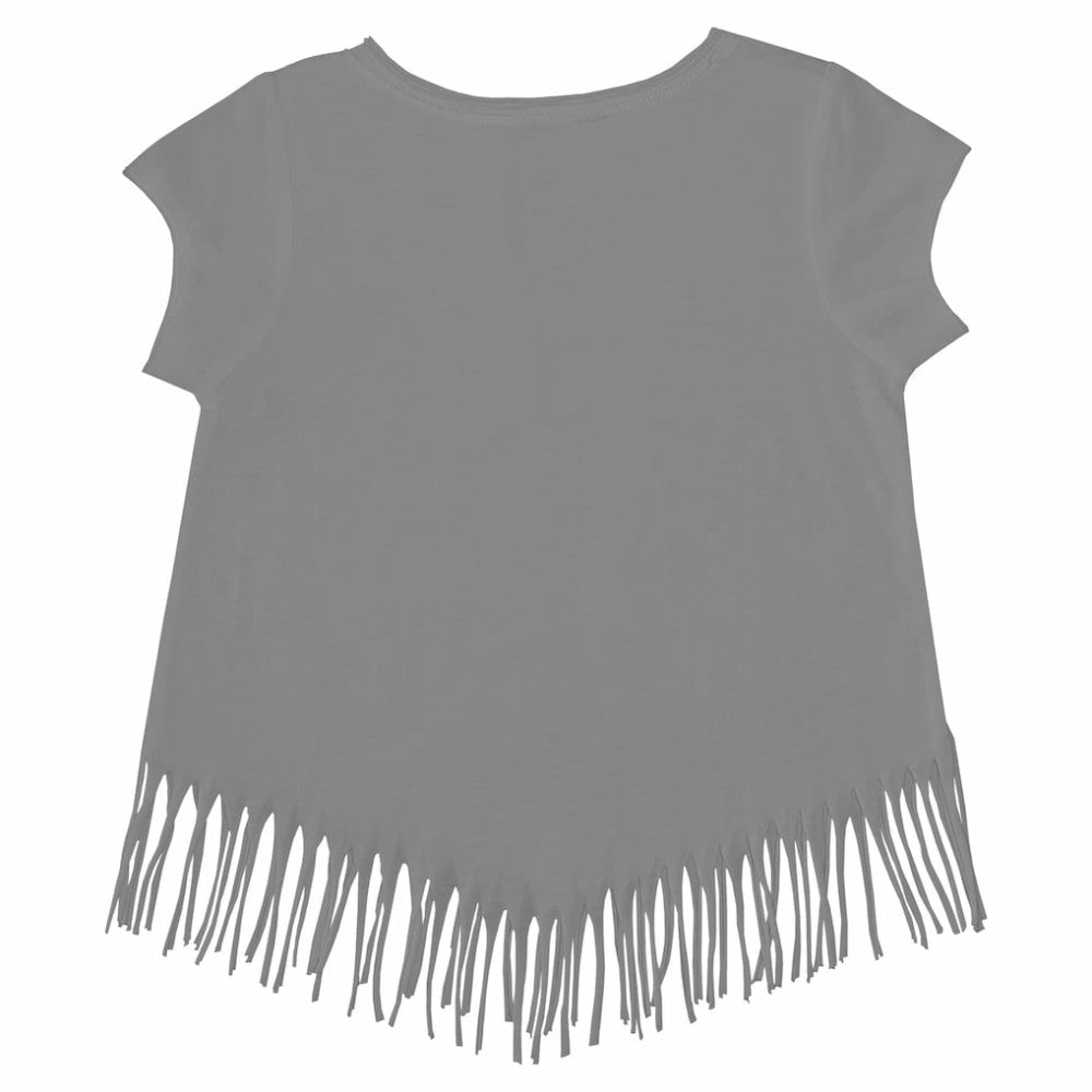 Los Angeles Dodgers Tiny Turnip Girls Youth Logo Grid Fringe T-Shirt Gray