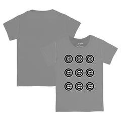 Chicago Cubs Tiny Turnip Youth Logo Grid  T-Shirt Gray