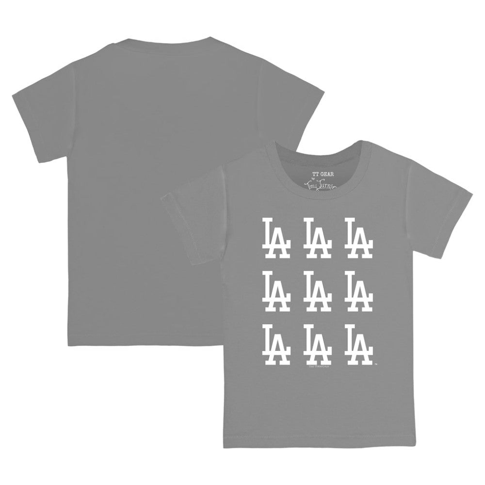 Los Angeles Dodgers Tiny Turnip Youth Logo Grid  T-Shirt Gray