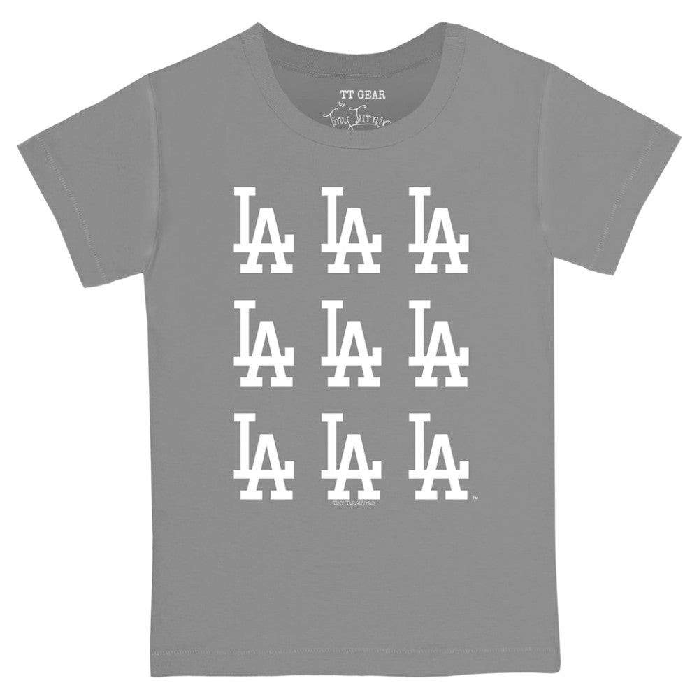 Los Angeles Dodgers Tiny Turnip Youth Logo Grid  T-Shirt Gray