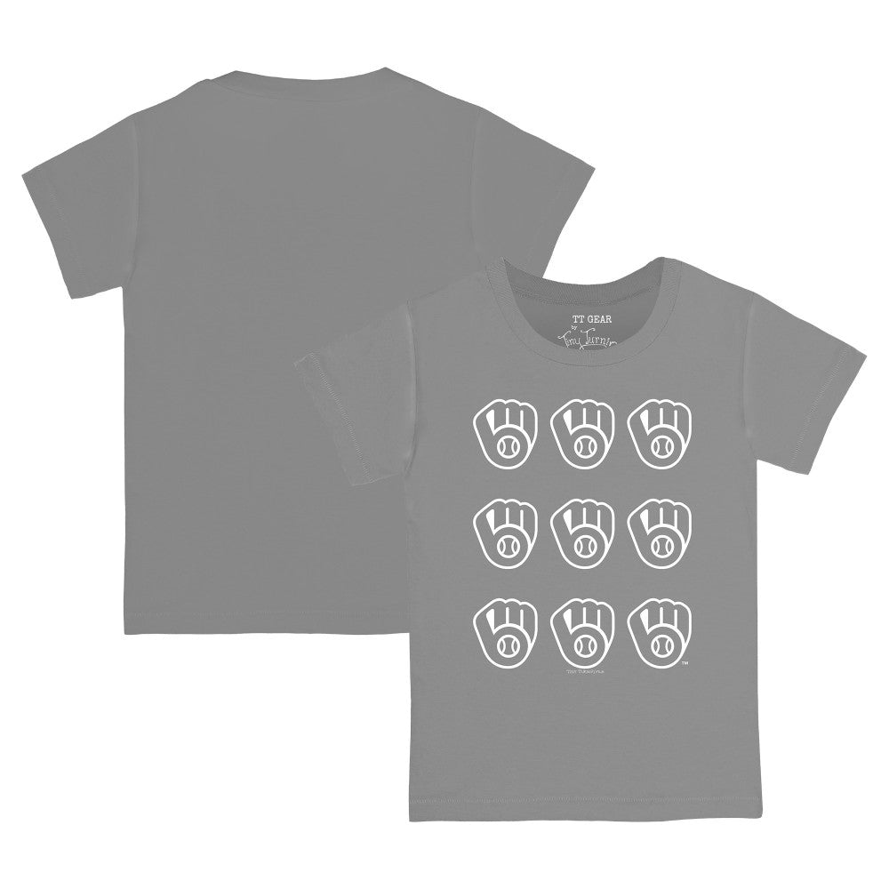 Milwaukee Brewers Tiny Turnip Youth Logo Grid  T-Shirt Gray