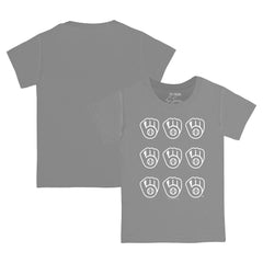 Milwaukee Brewers Tiny Turnip Youth Logo Grid  T-Shirt Gray