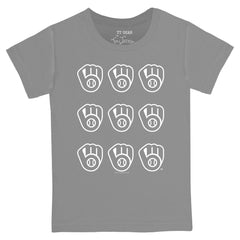 Milwaukee Brewers Tiny Turnip Youth Logo Grid  T-Shirt Gray