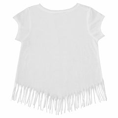 San Diego Padres Tiny Turnip Girls Youth Logo Grid Fringe T-Shirt White
