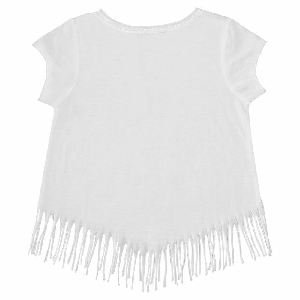 Seattle Mariners Tiny Turnip Girls Youth Logo Grid Fringe T-Shirt White