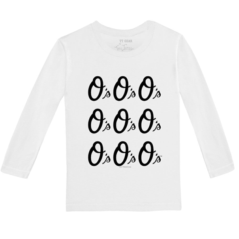 Baltimore Orioles Tiny Turnip Youth Logo Grid Long Sleeve T-Shirt White