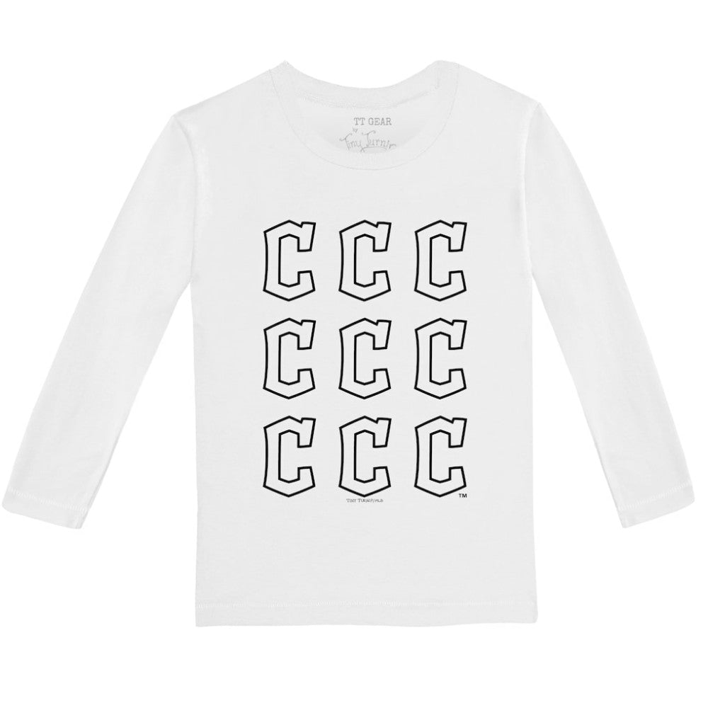 Cleveland Guardians Tiny Turnip Youth Logo Grid Long Sleeve T-Shirt White