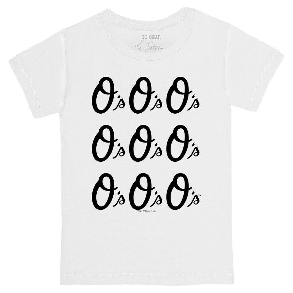 Baltimore Orioles Tiny Turnip Youth Logo Grid T-Shirt White