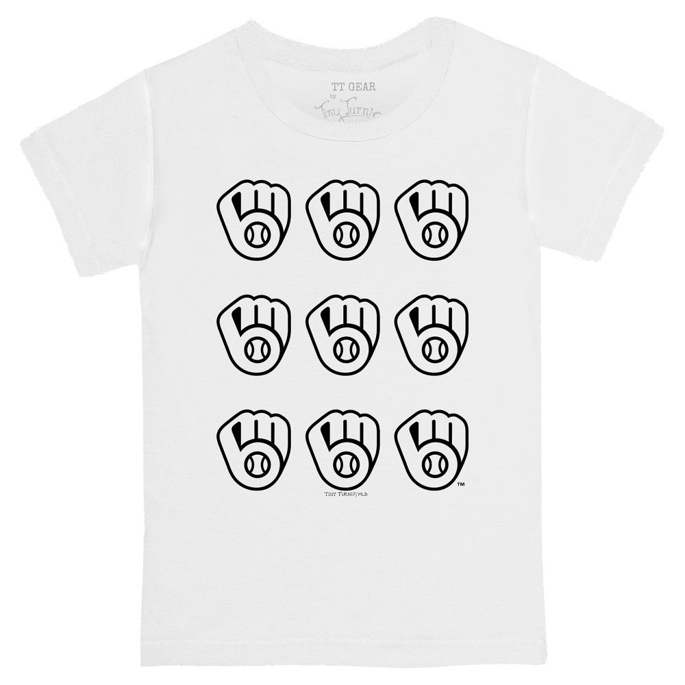 Milwaukee Brewers Tiny Turnip Youth Logo Grid T-Shirt White