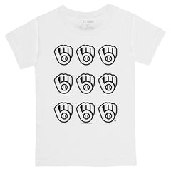 Milwaukee Brewers Tiny Turnip Youth Logo Grid T-Shirt White