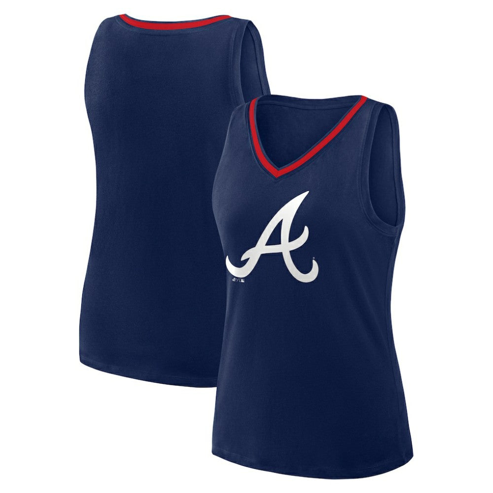 Atlanta Braves Women's Plus Sized Stellar Win V-Neck Tank Top Navy