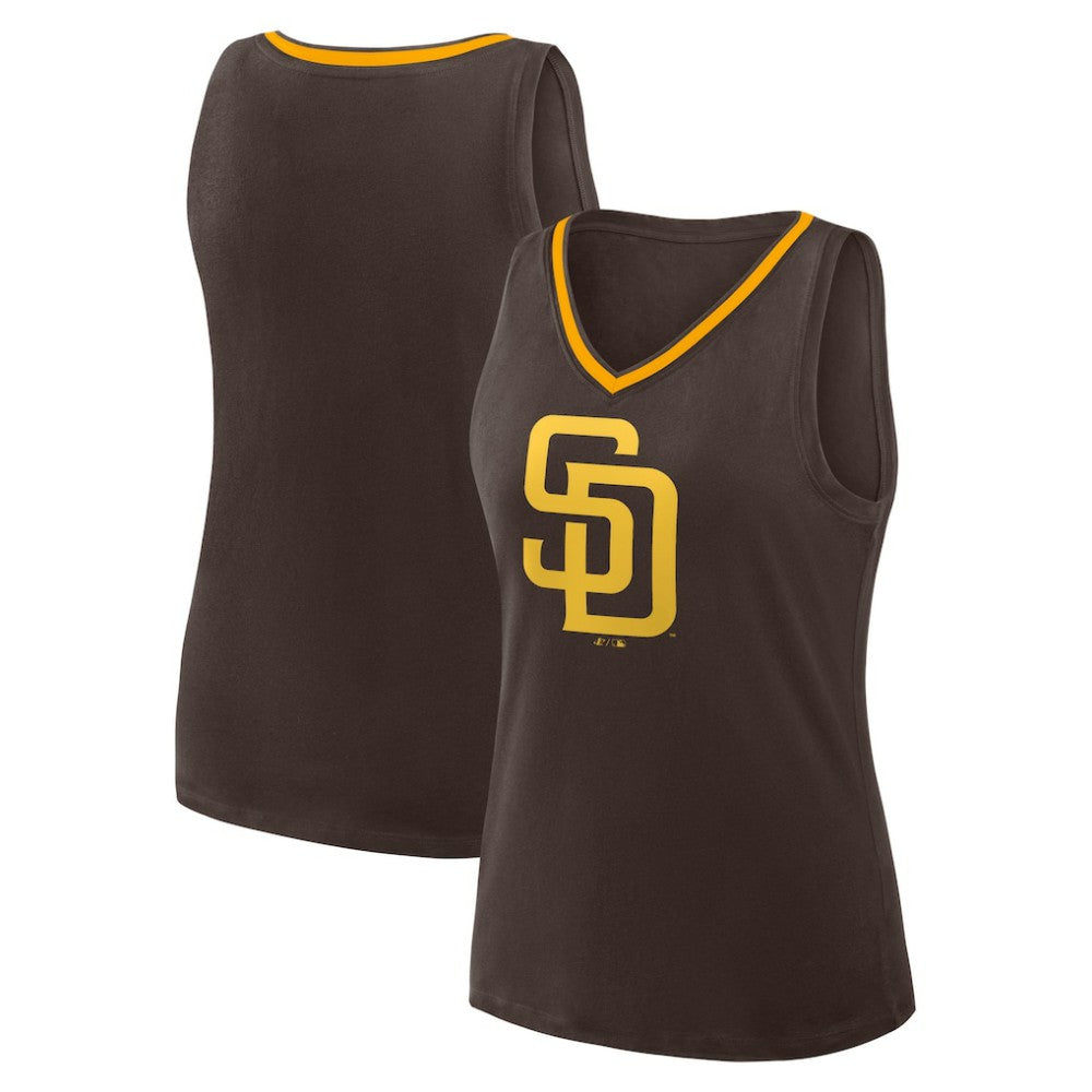San Diego Padres Women's Plus Sized Stellar Win V-Neck Tank Top Brown