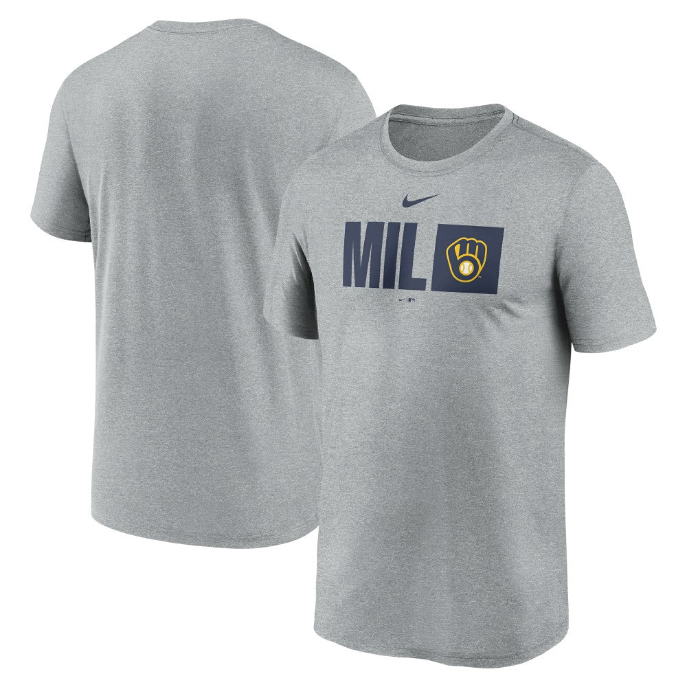 Milwaukee Brewers Tricode Legend Performance T-Shirt Heather Gray | Nike