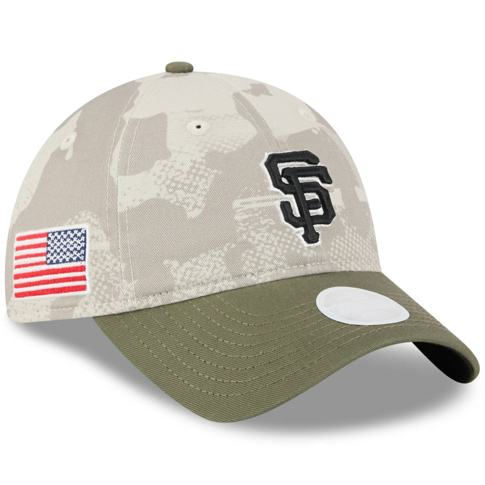 San Francisco Giants Women's 2025 Armed Forces Day 9TWENTY Adjustable Hat Light Beige/Olive | New Era