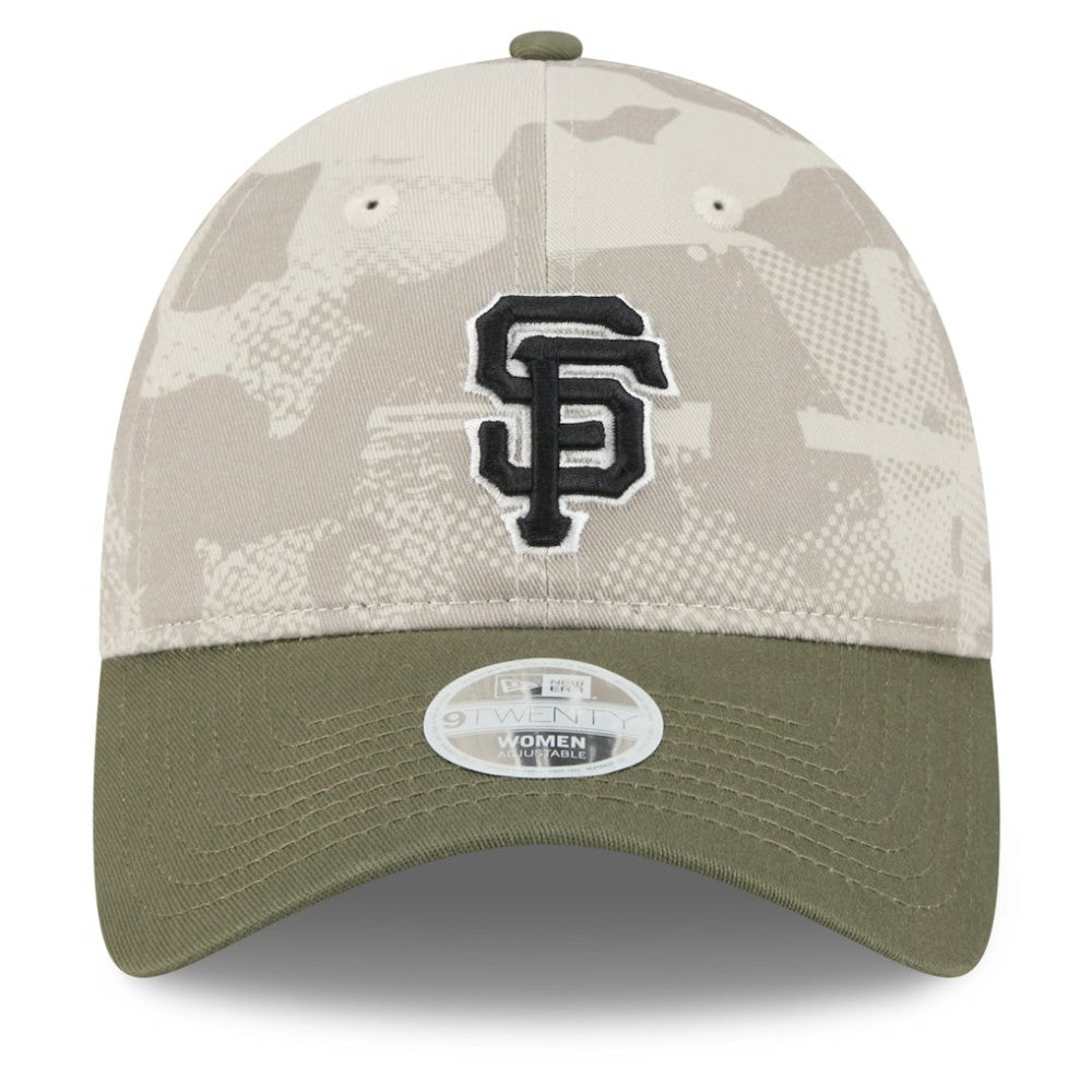 San Francisco Giants Women's 2025 Armed Forces Day 9TWENTY Adjustable Hat Light Beige/Olive | New Era