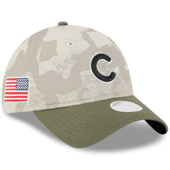 Chicago Cubs Women's 2025 Armed Forces Day 9TWENTY Adjustable Hat Light Beige/Olive | New Era