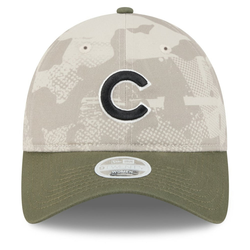 Chicago Cubs Women's 2025 Armed Forces Day 9TWENTY Adjustable Hat Light Beige/Olive | New Era