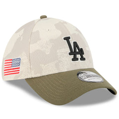 Los Angeles Dodgers 2025 Armed Forces Day 39THIRTY Flex Hat Light Beige/Olive | New Era