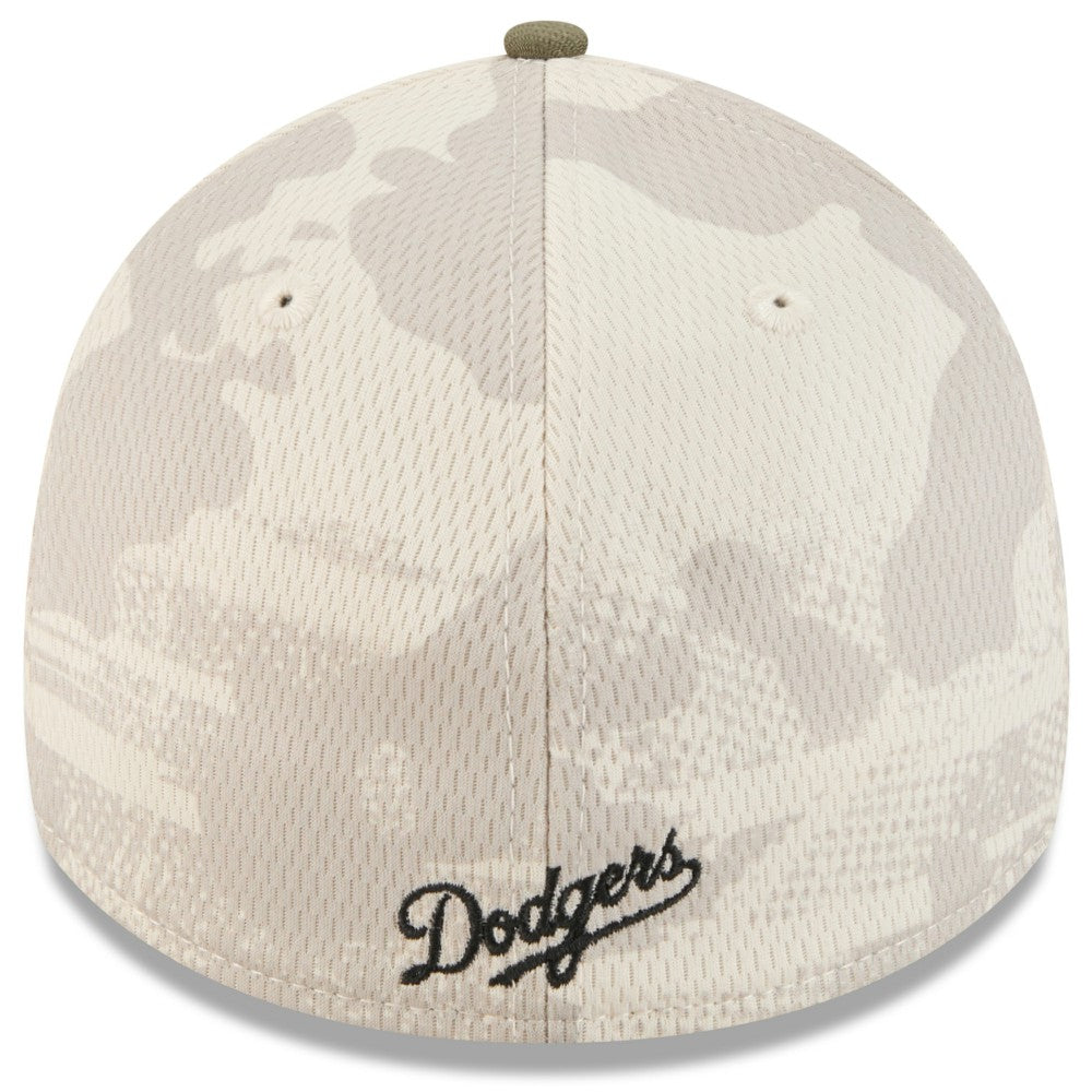 Los Angeles Dodgers 2025 Armed Forces Day 39THIRTY Flex Hat Light Beige/Olive | New Era