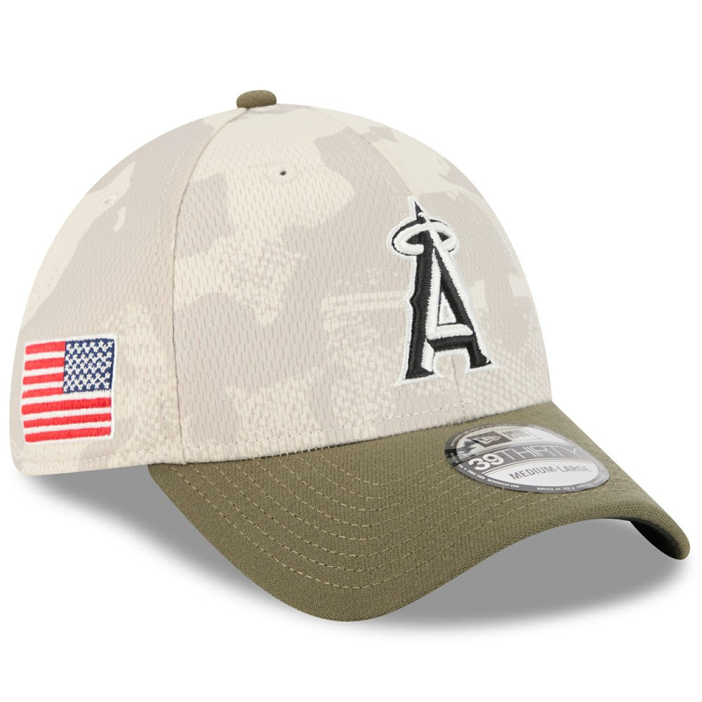 Los Angeles Angels 2025 Armed Forces Day 39THIRTY Flex Hat Light Beige/Olive | New Era