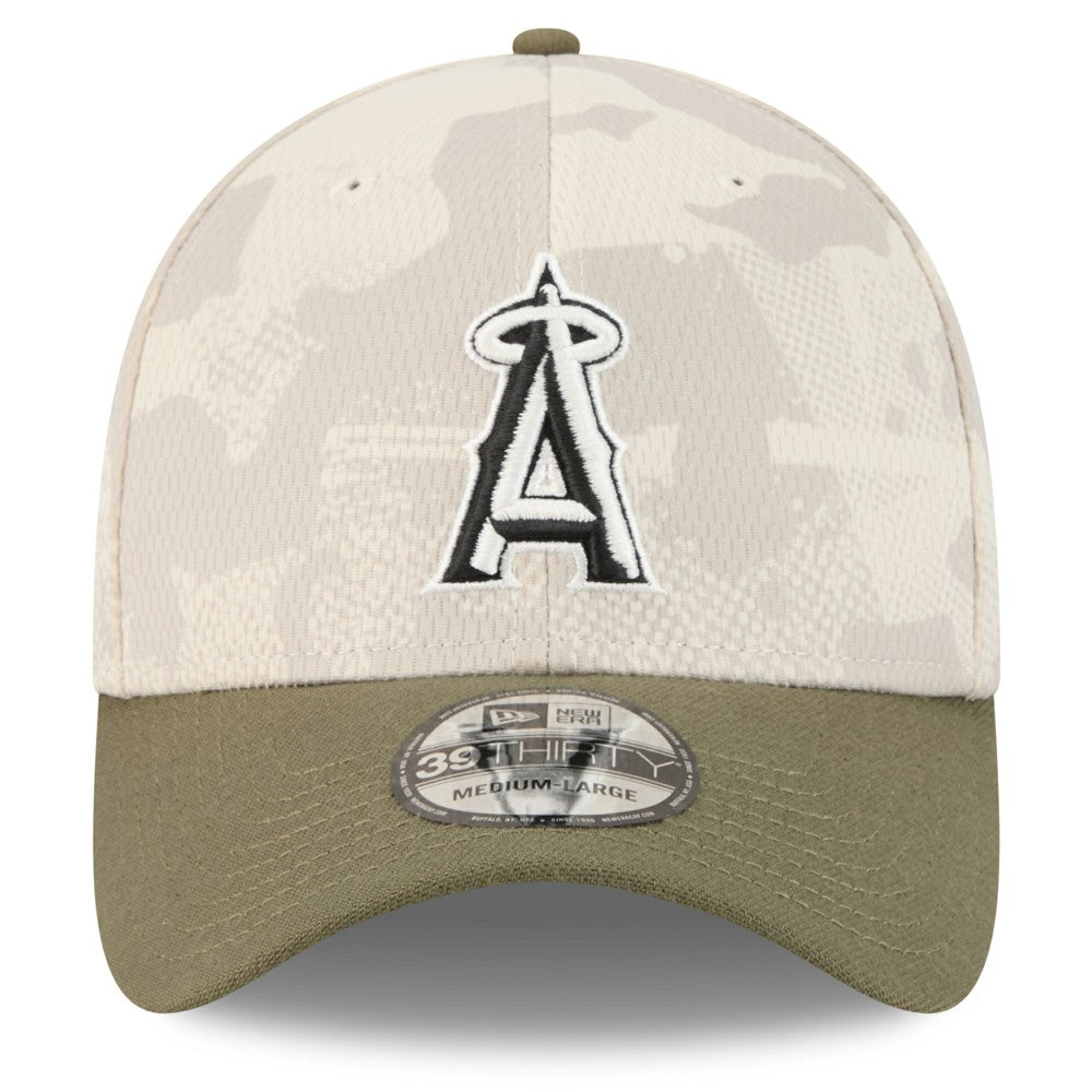 Los Angeles Angels 2025 Armed Forces Day 39THIRTY Flex Hat Light Beige/Olive | New Era