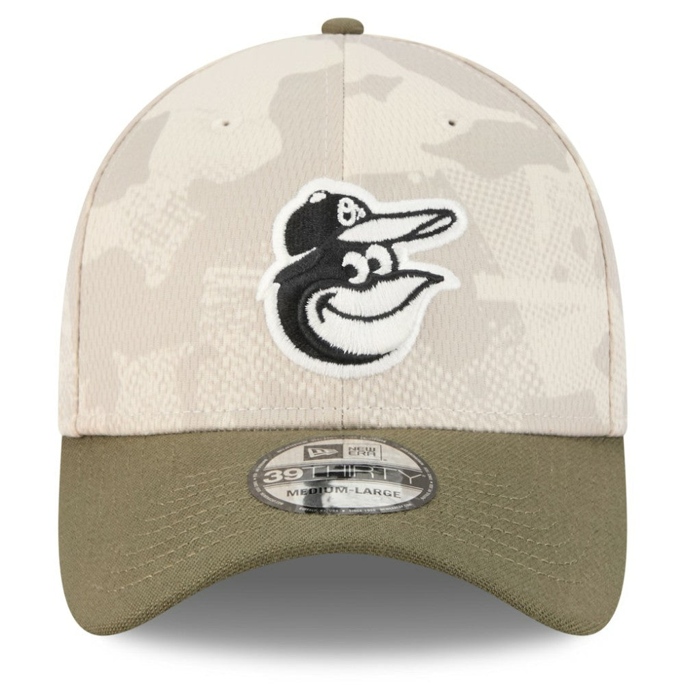 Baltimore Orioles 2025 Armed Forces Day 39THIRTY Flex Hat Light Beige/Olive | New Era