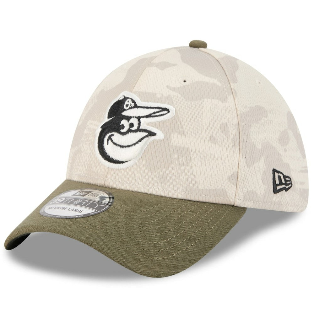 Baltimore Orioles 2025 Armed Forces Day 39THIRTY Flex Hat Light Beige/Olive | New Era