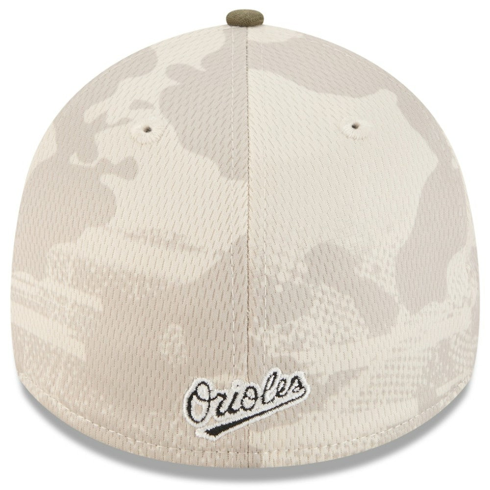 Baltimore Orioles 2025 Armed Forces Day 39THIRTY Flex Hat Light Beige/Olive | New Era