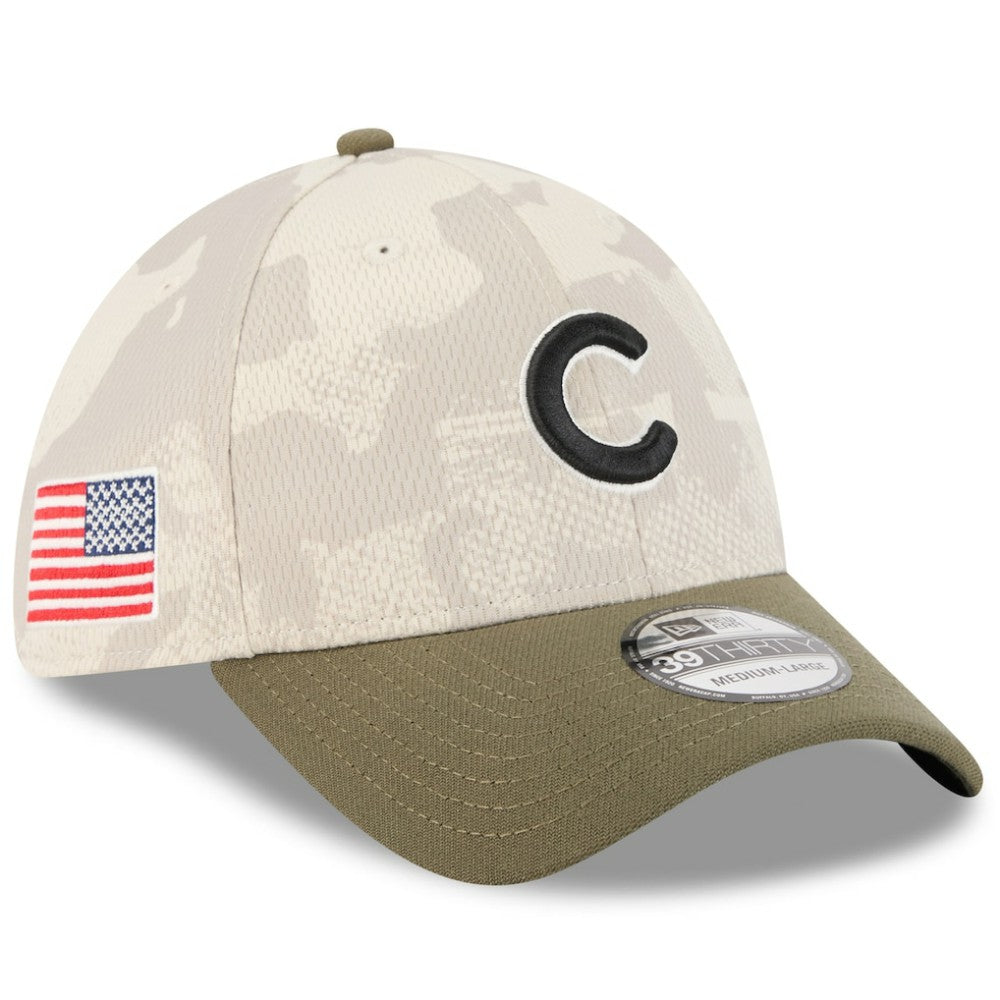 Chicago Cubs 2025 Armed Forces Day 39THIRTY Flex Hat Light Beige/Olive | New Era
