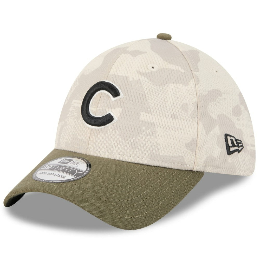 Chicago Cubs 2025 Armed Forces Day 39THIRTY Flex Hat Light Beige/Olive | New Era