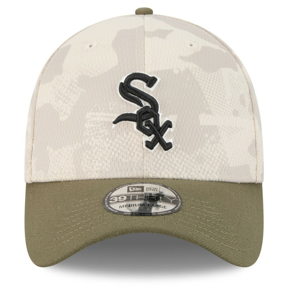 Chicago White Sox 2025 Armed Forces Day 39THIRTY Flex Hat Light Beige/Olive | New Era