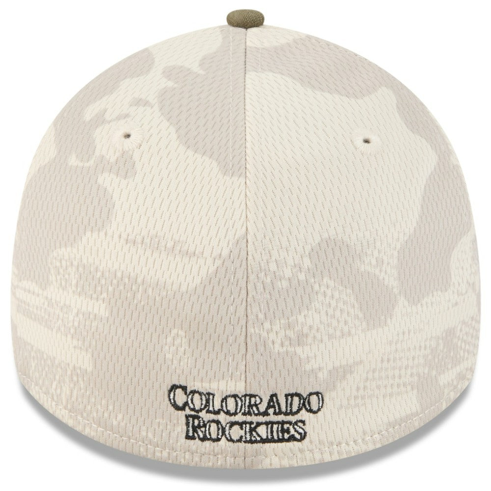 Colorado Rockies 2025 Armed Forces Day 39THIRTY Flex Hat Light Beige/Olive | New Era