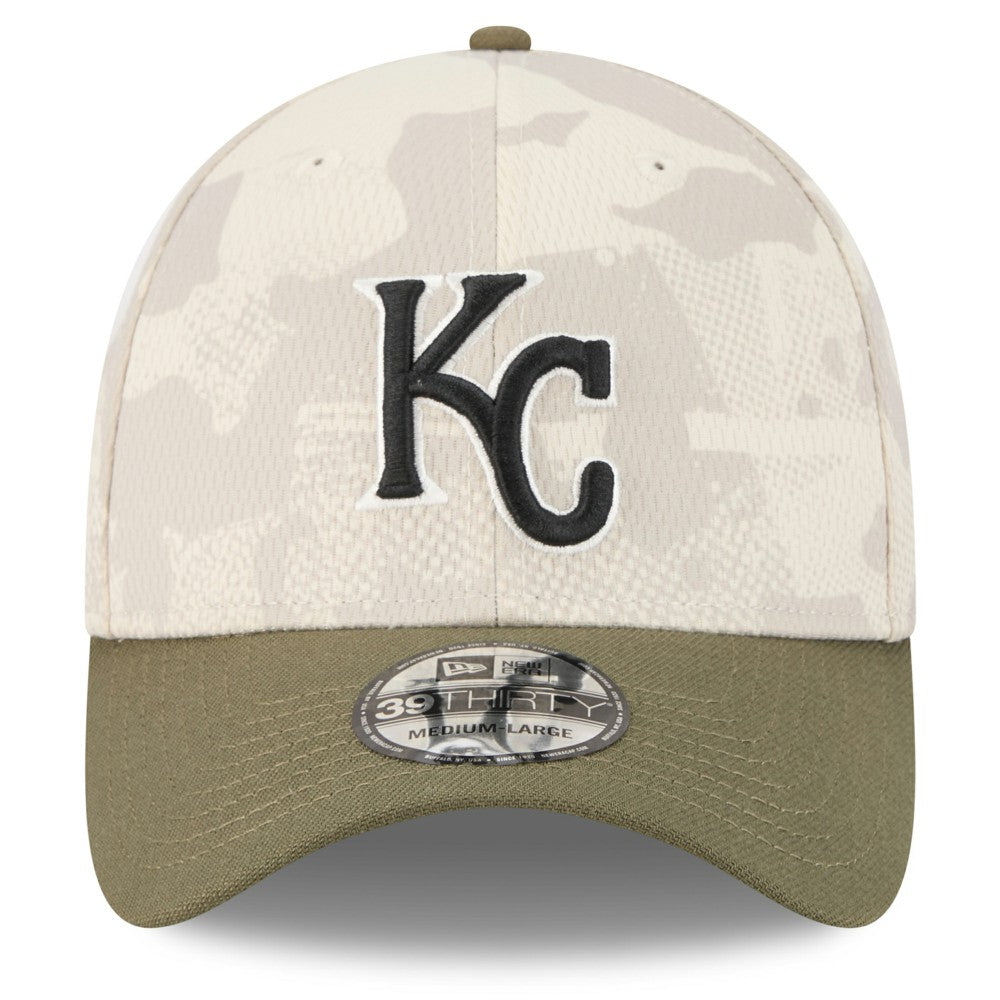 Kansas City Royals 2025 Armed Forces Day 39THIRTY Flex Hat Light Beige/Olive | New Era