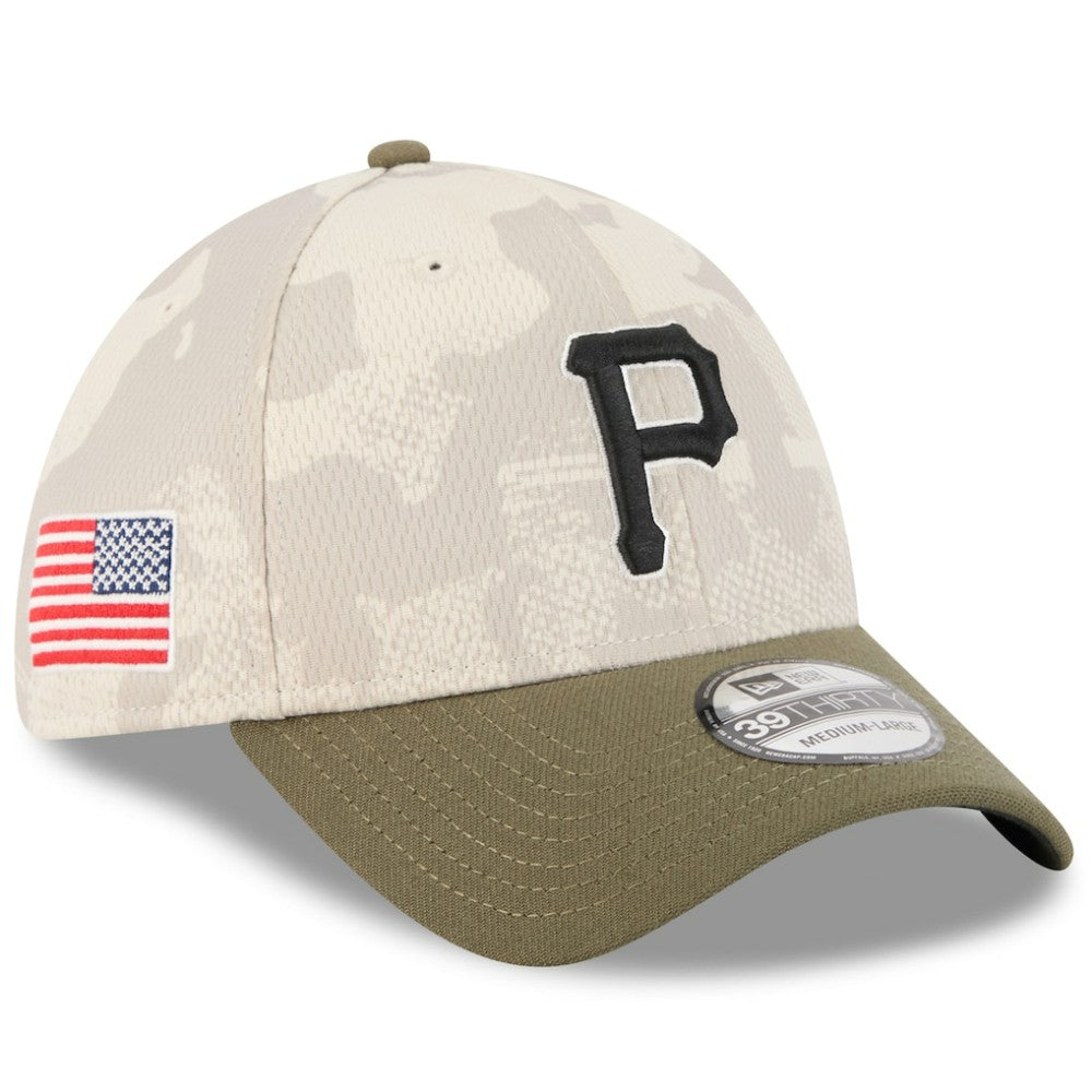 Pittsburgh Pirates 2025 Armed Forces Day 39THIRTY Flex Hat Light Beige/Olive | New Era