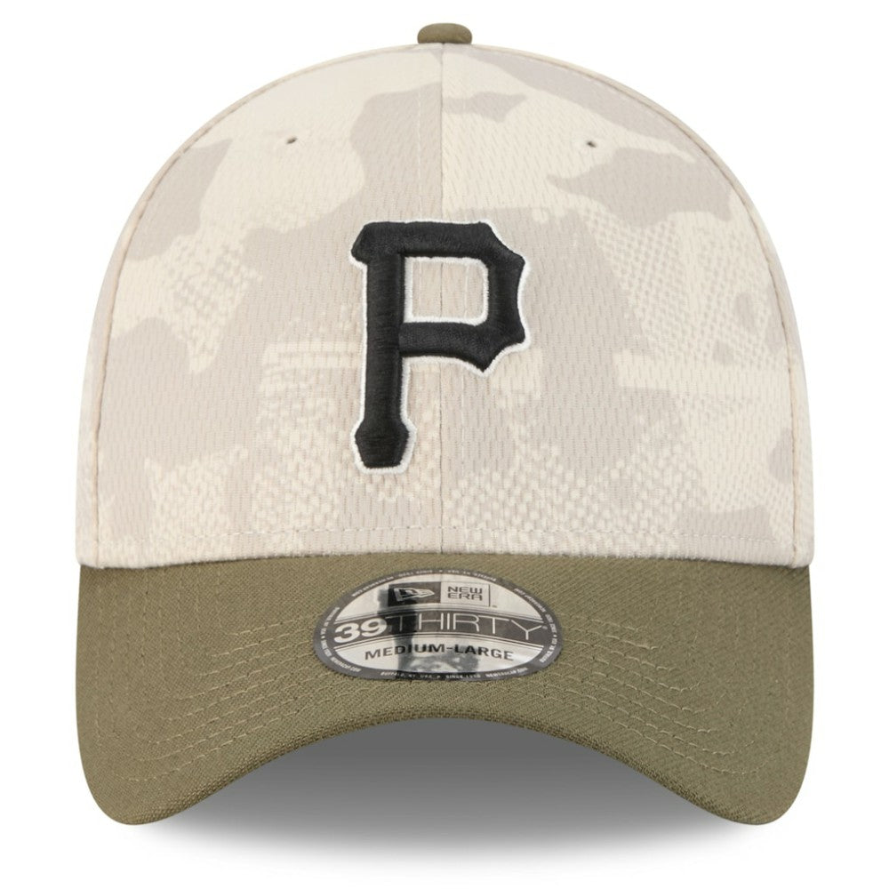 Pittsburgh Pirates 2025 Armed Forces Day 39THIRTY Flex Hat Light Beige/Olive | New Era