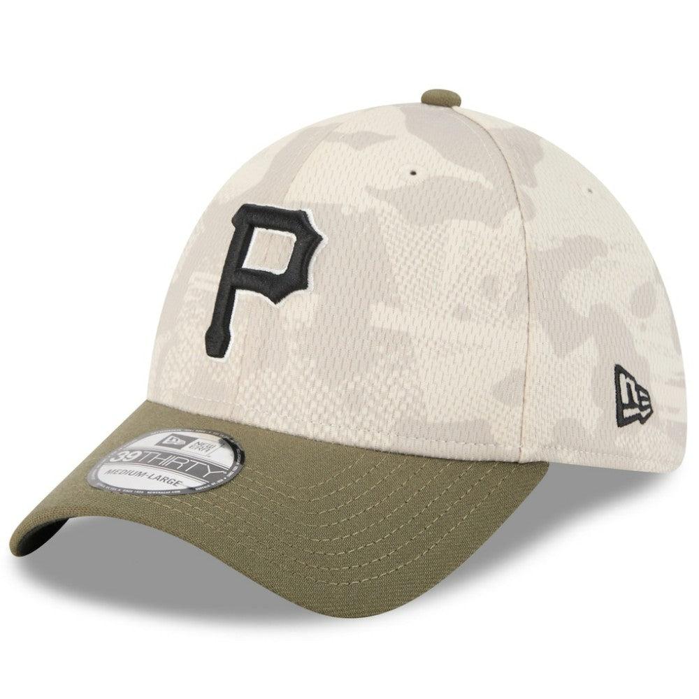Pittsburgh Pirates 2025 Armed Forces Day 39THIRTY Flex Hat Light Beige/Olive | New Era