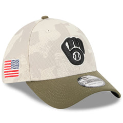 Milwaukee Brewers 2025 Armed Forces Day 39THIRTY Flex Hat Light Beige/Olive | New Era