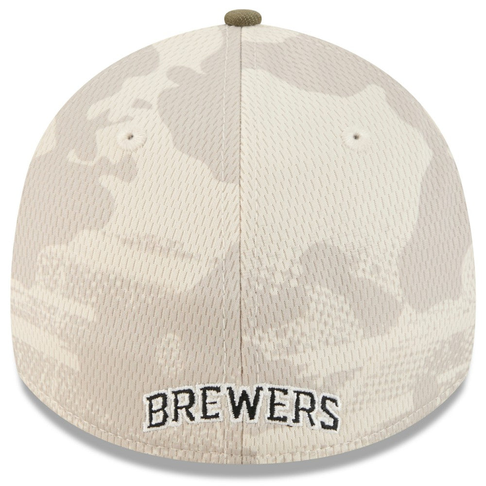 Milwaukee Brewers 2025 Armed Forces Day 39THIRTY Flex Hat Light Beige/Olive | New Era